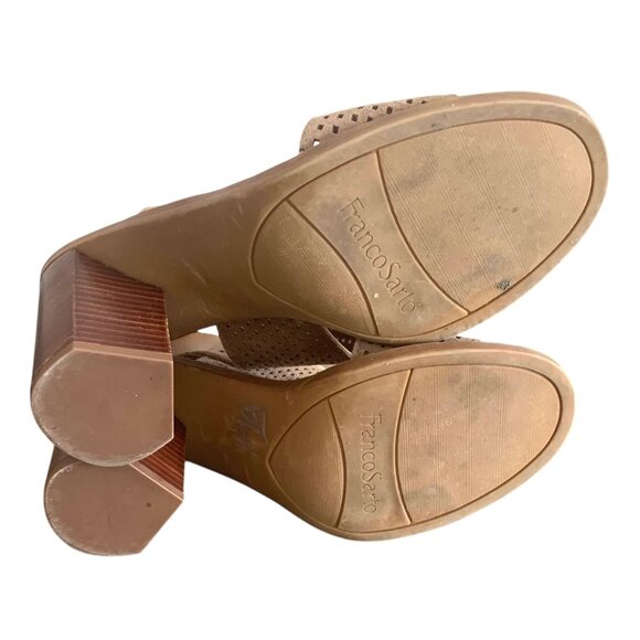 FRANCO SARTO Taupe Brown Delores Laser-Cut Women's Heeled Sandals Size 8.5M - Picture 7 of 9